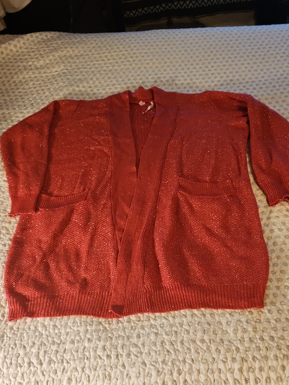 Victoria's Secret Metallic Pink Open-Front Cardigan